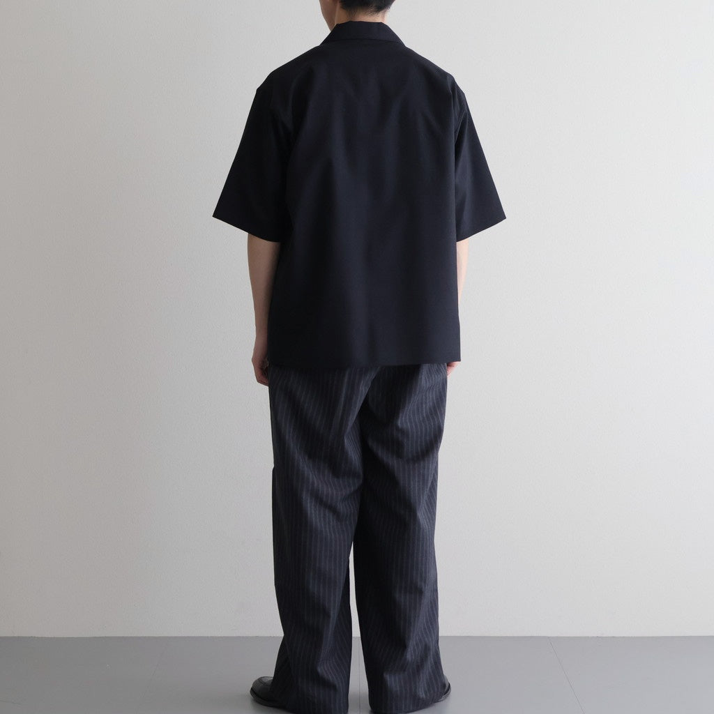 FLY FRONT OPEN COLLAR S/S SHIRT #CHAMBRAY BLACK [M26A11SH02B