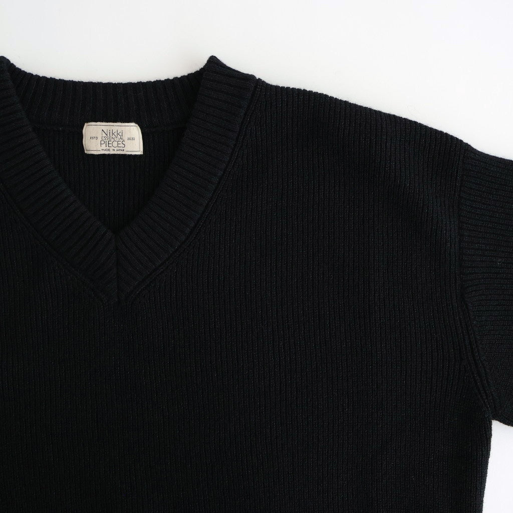 Yak Washi V-neck #Black×Black [NEP-AW2518UNI]