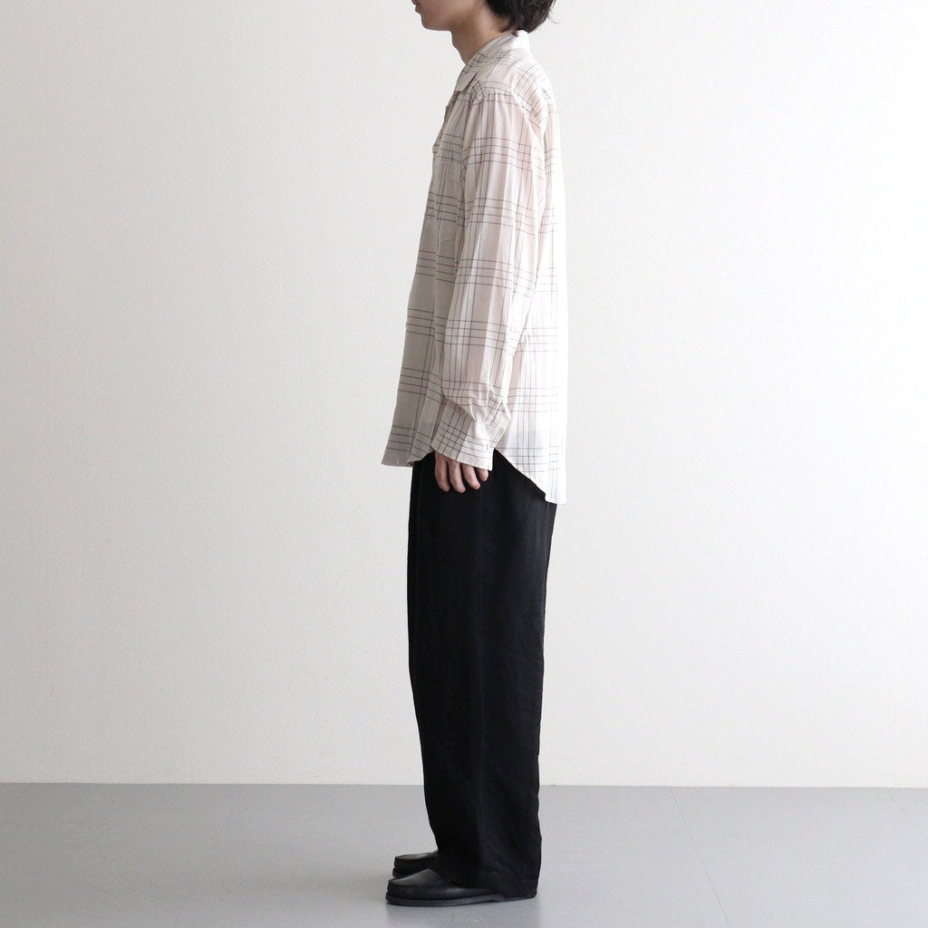 OPEN COLLAR L/S SHIRT #IVORY CHECK [M26A18SH01C]