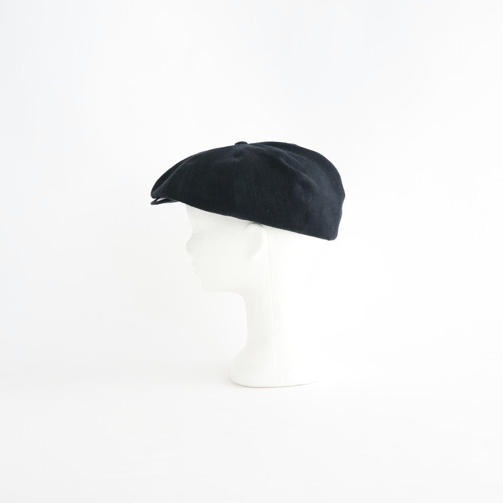 LINEN HERRINGBONE PEAKED CAP #BLACK [261OJ-HT02]