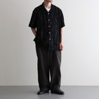 ORIGINAL PRINTED OPEN COLLAR SHIRTS (KASURI) Short-sleeve #BLACK [261OJ-SH20]