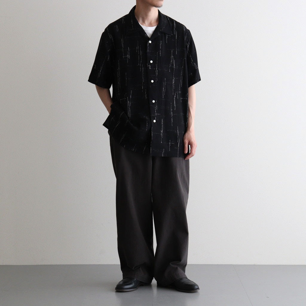 ORIGINAL PRINTED OPEN COLLAR SHIRTS (KASURI) Short-sleeve #BLACK [261OJ-SH20]