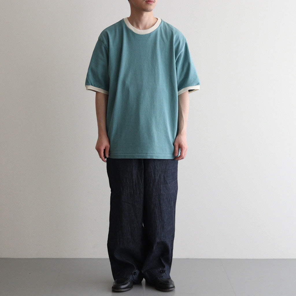 Co/Silk Nep Ringer Tee #DustTurquoise-BODY×Ivory [BHS25S039]