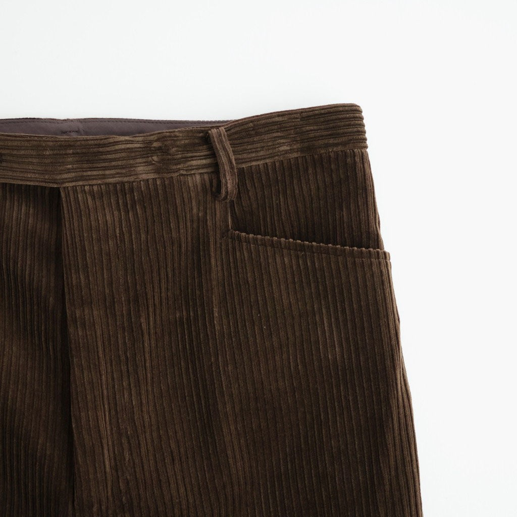 MIXED-WALE CORDUROY NOTUCK SLACKS #BROWN [26W-BIS-PT15]