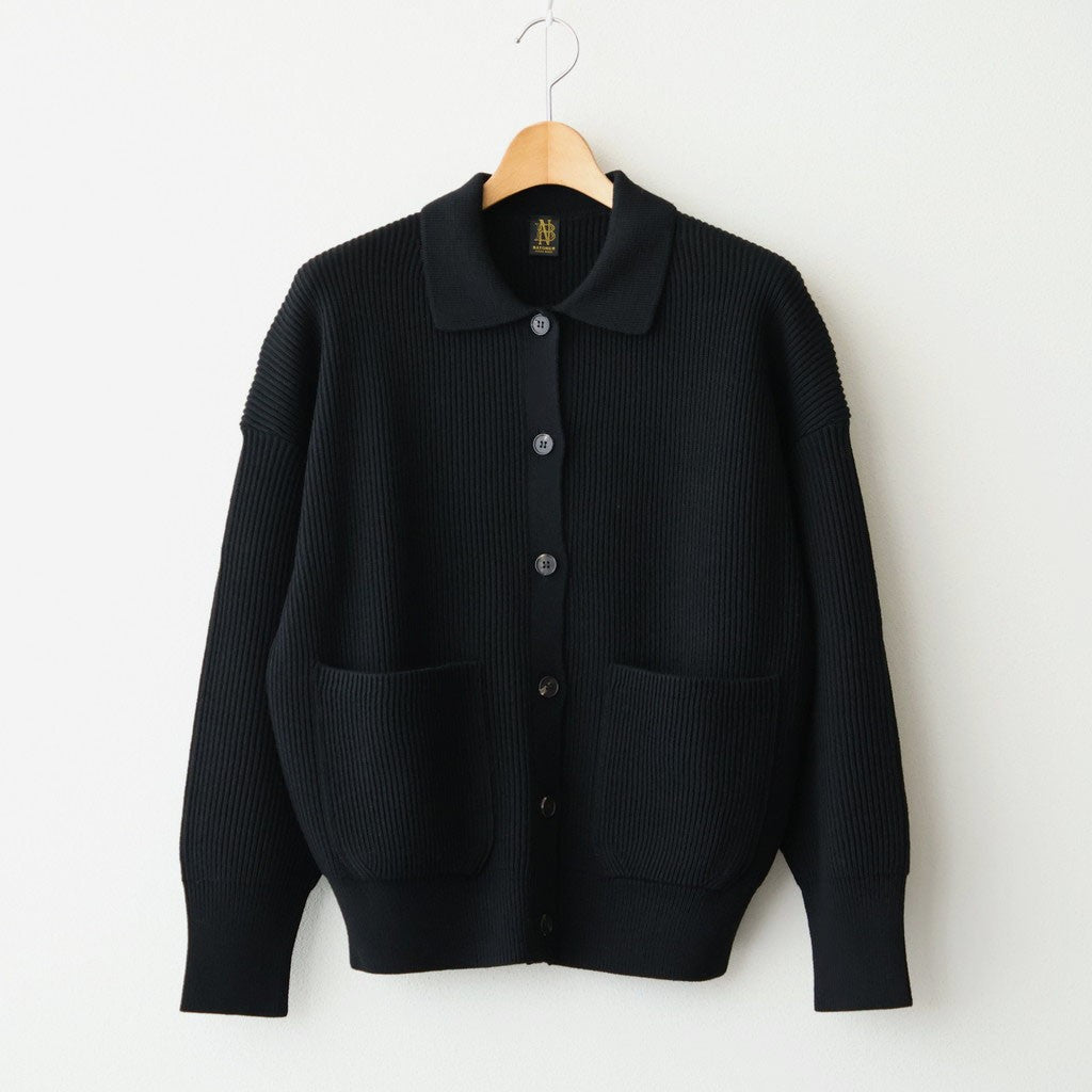 SOLID WOOL RIB POLO CARDIGAN #BLACK [BN-26FL-032]