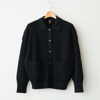 SOLID WOOL RIB POLO CARDIGAN #BLACK [BN-26FL-032]