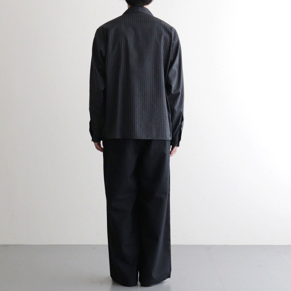 DOUBLE POCKET OPEN COLLAR SHIRT #GRAY STRIPE [M26A11SH01C]