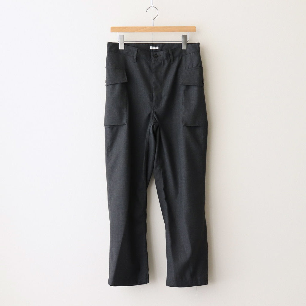 HOPSACK WIDE POCKET TROUSERS #CHARCOAL [PMAT-PT06]