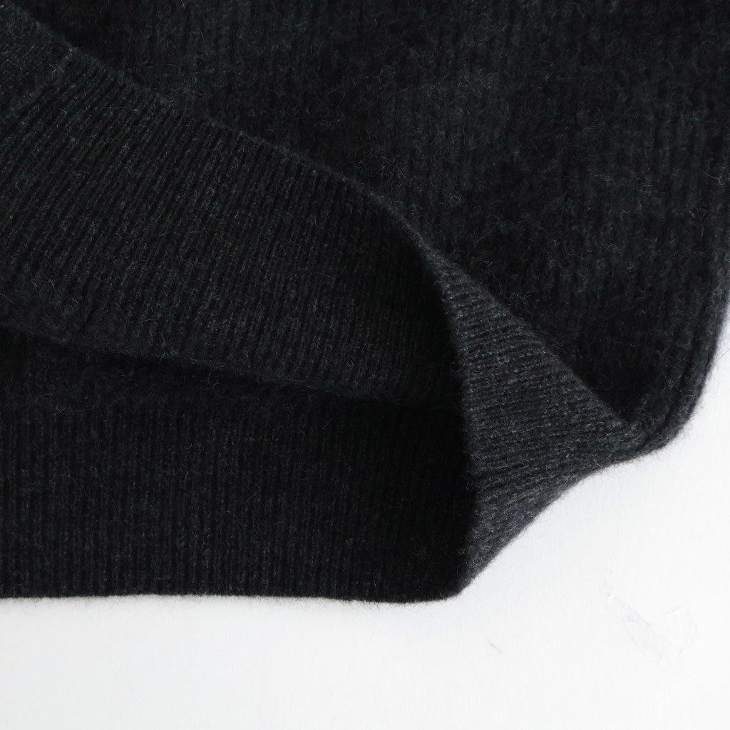 CASHMERE FOX POLO CARDIGAN #CHARCOAL [BN-25FL-044]