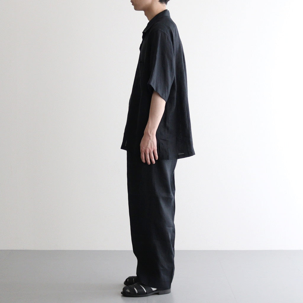 NEW OPEN COLLAR S/S SHIRT #BLACK [A25B05SH01B]