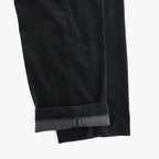 MIXED-WALE CORDUROY NOTUCK SLACKS #BLACK [26W-BIS-PT15]