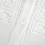 GRASSY LACE CREW NECK CARDIGAN #WHITE [BN-26SL-029]