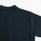 SOLID WOOL RIB POLO ZIP UP CARDIGAN #DARK GREEN×NAVY [BN-25FM-044]