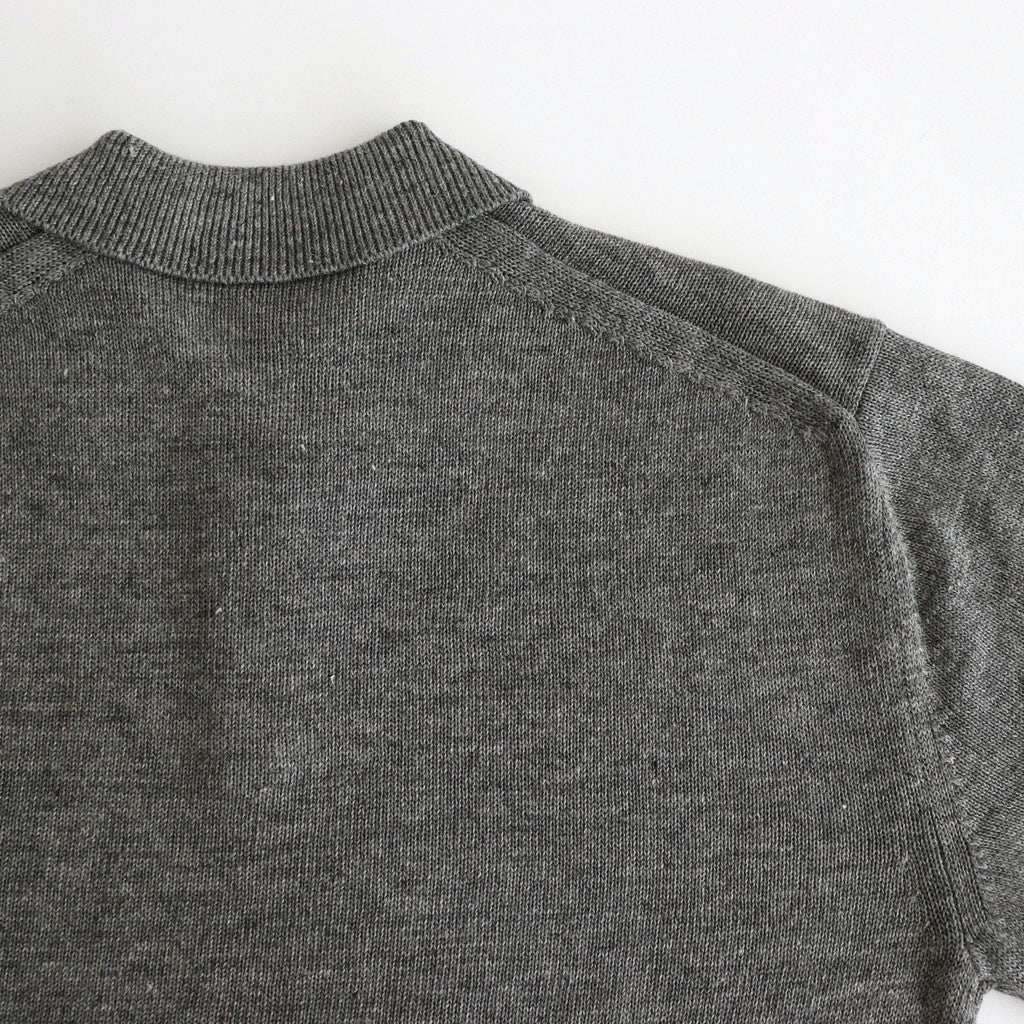 WASHED HIGH COUNT LINEN POLO #GRAY [BN-25SM-023]