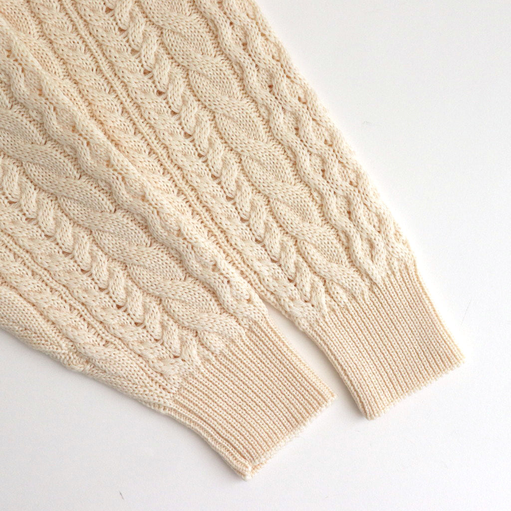 SOLID WOOL ARAN CREW NECK #IVORY [BN-24FL-035]