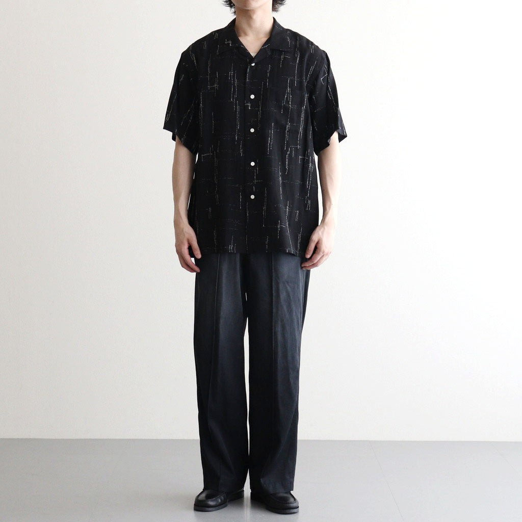 ORIGINAL PRINTED OPEN COLLAR SHIRTS (KASURI) Short-sleeve #BLACK [261OJ-SH20]