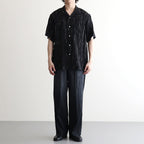 ORIGINAL PRINTED OPEN COLLAR SHIRTS (KASURI) Short-sleeve #BLACK [261OJ-SH20]