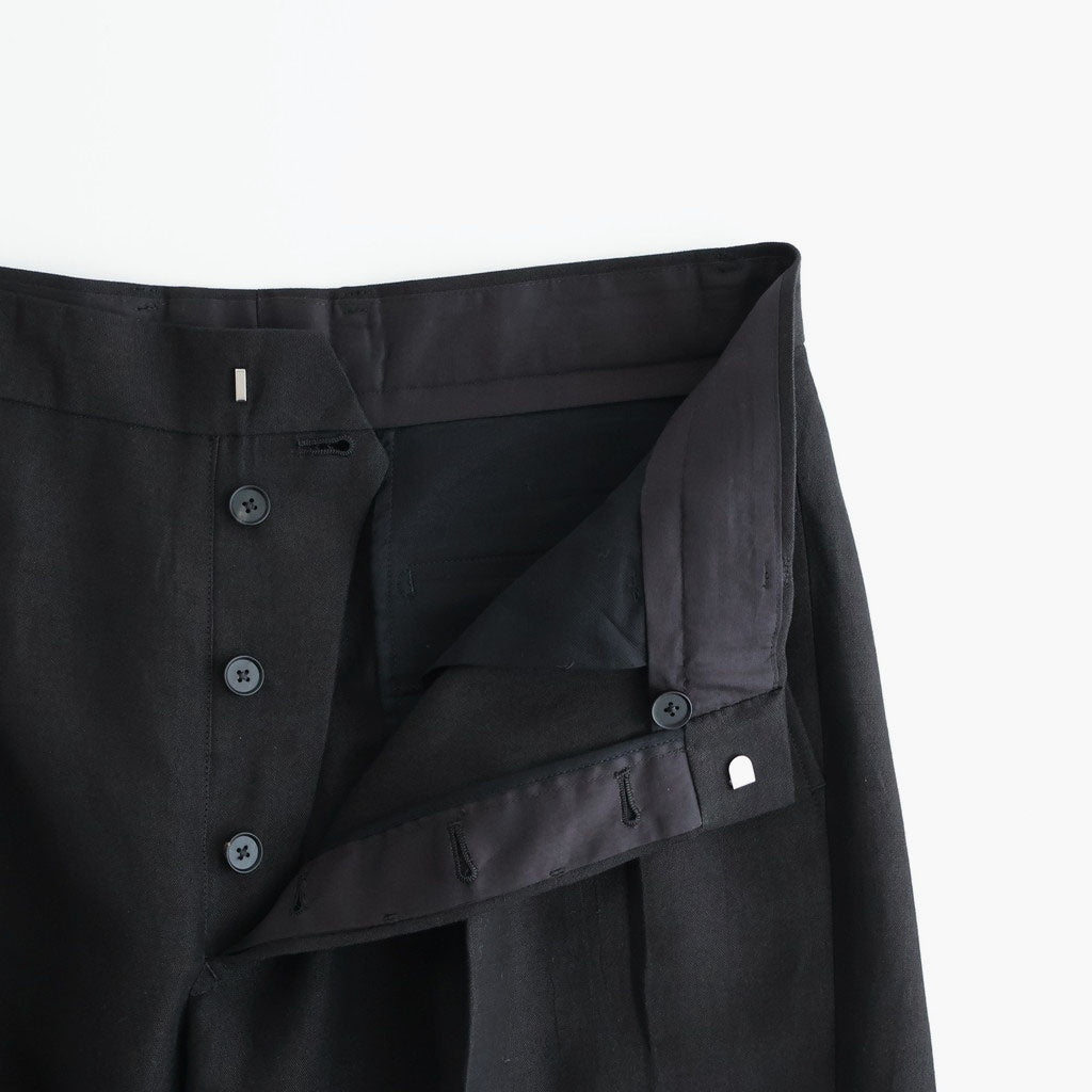 Ramie Tencel 2tuck Wide Tapered Trousers #Black [NEP-SS2604]