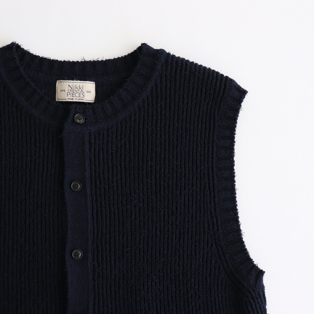 Cotton Snarl Yarn Knit Vest #NAVY [NEP-SS2533W]