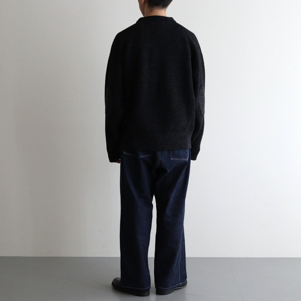 SILK NEP WOOL MOCK-NECK SWEATER #ONYX BLACK [242OJ-KN04]