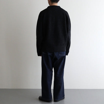 SILK NEP WOOL MOCK-NECK SWEATER #ONYX BLACK [242OJ-KN04]