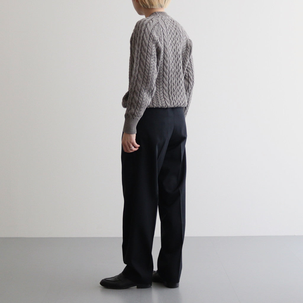 SOLID WOOL ARAN CREW NECK #GREIGE [BN-24FL-035]