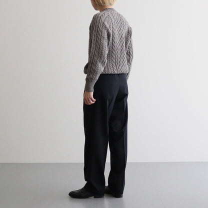 SOLID WOOL ARAN CREW NECK #GREIGE [BN-24FL-035]