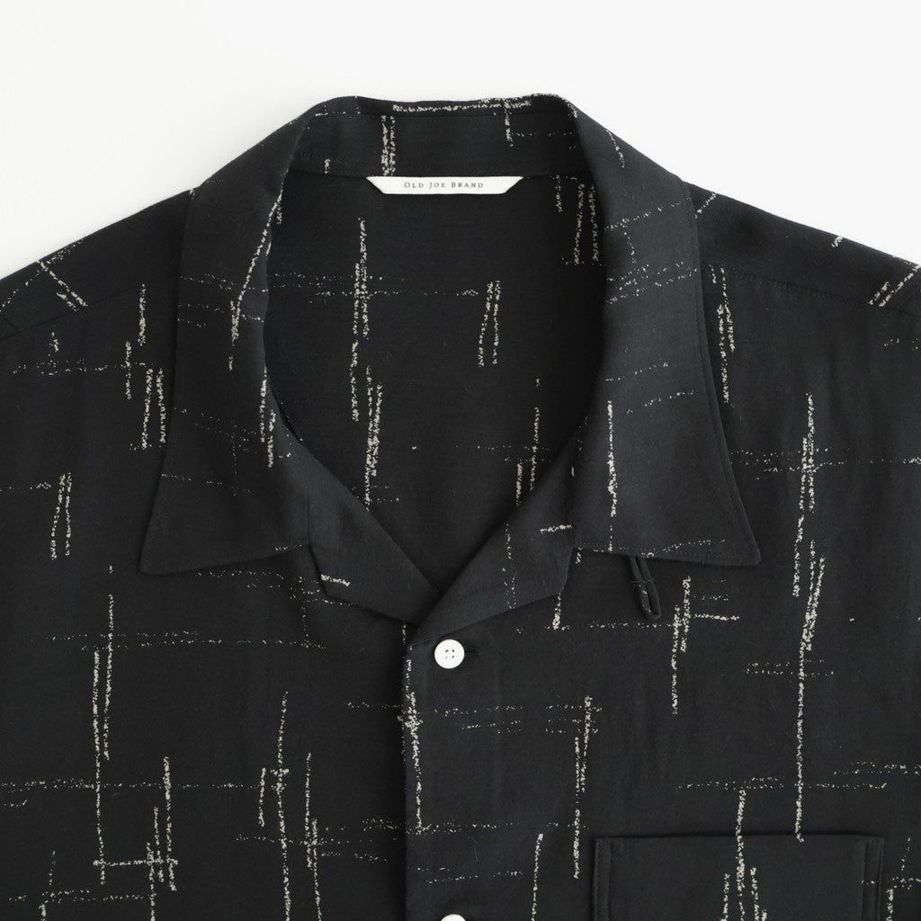 ORIGINAL PRINTED OPEN COLLAR SHIRTS (KASURI) Short-sleeve #BLACK [261OJ-SH20]