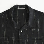 ORIGINAL PRINTED OPEN COLLAR SHIRTS (KASURI) Short-sleeve #BLACK [261OJ-SH20]
