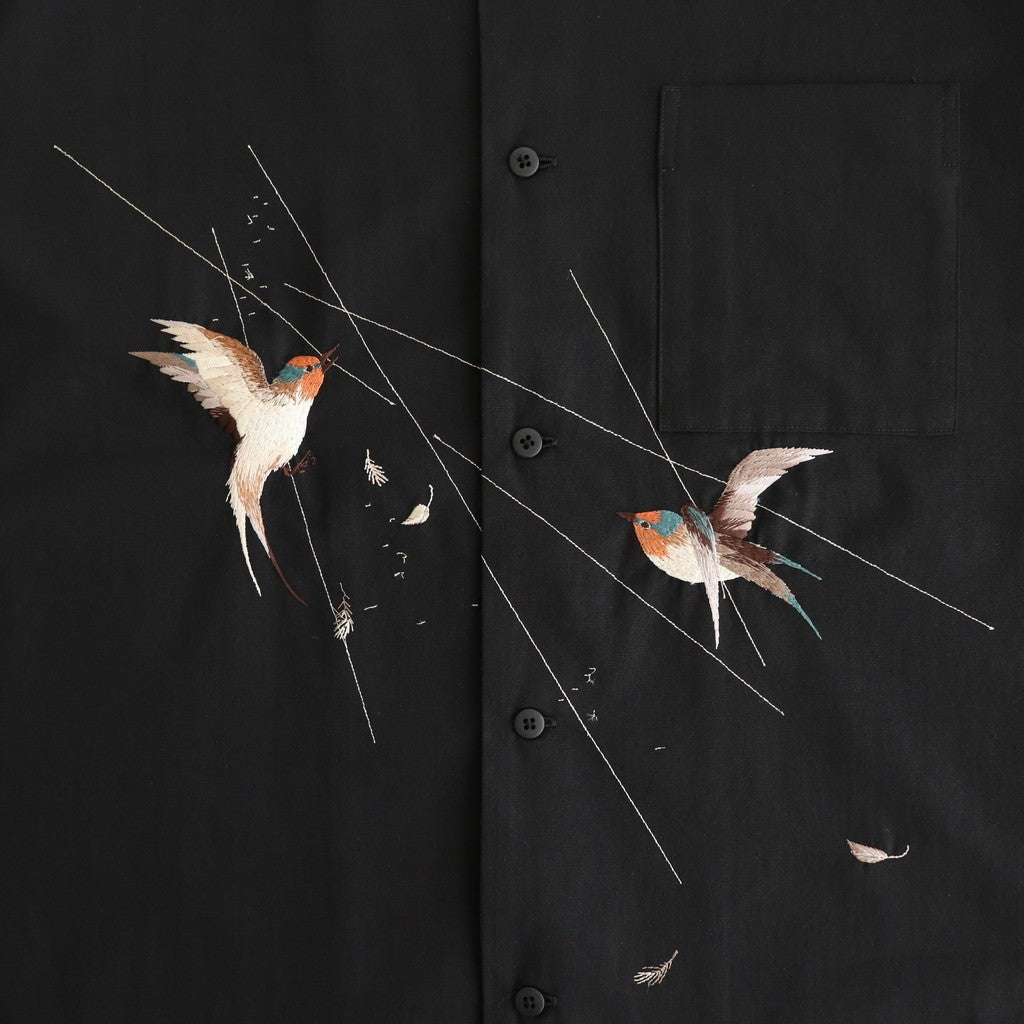 SILK NEP CLOTH SOUVENIR SHIRTS (Short-sleeve) #ONYX [251OJ-SH14]