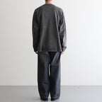 OPEN END COTTON PIGMENT DYE HENRY NECK P/O #020 CHARCOAL [17052 66024]