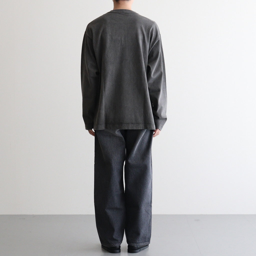 OPEN END COTTON PIGMENT DYE HENRY NECK P/O #020 CHARCOAL [17052 66024]