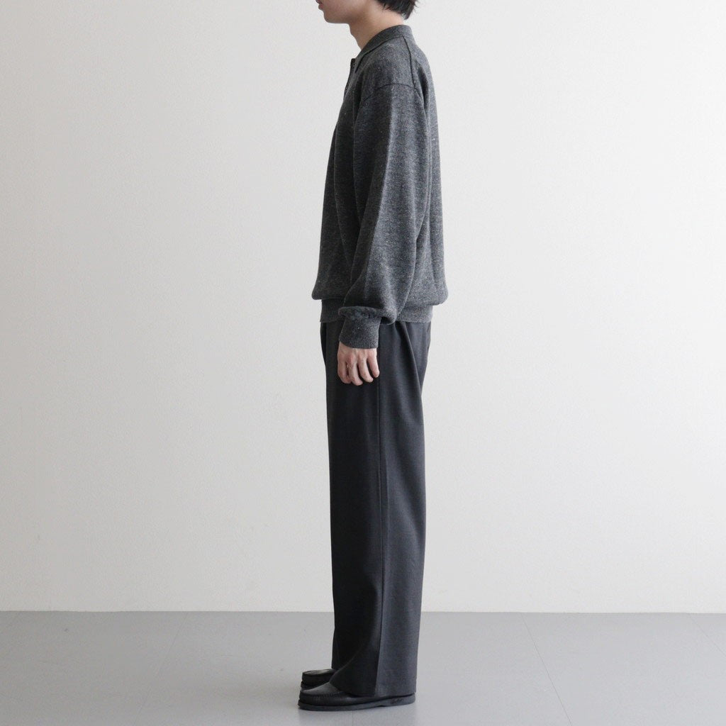 WASHED HIGH COUNT LINEN POLO #CHARCOAL [BN-26SM-022]