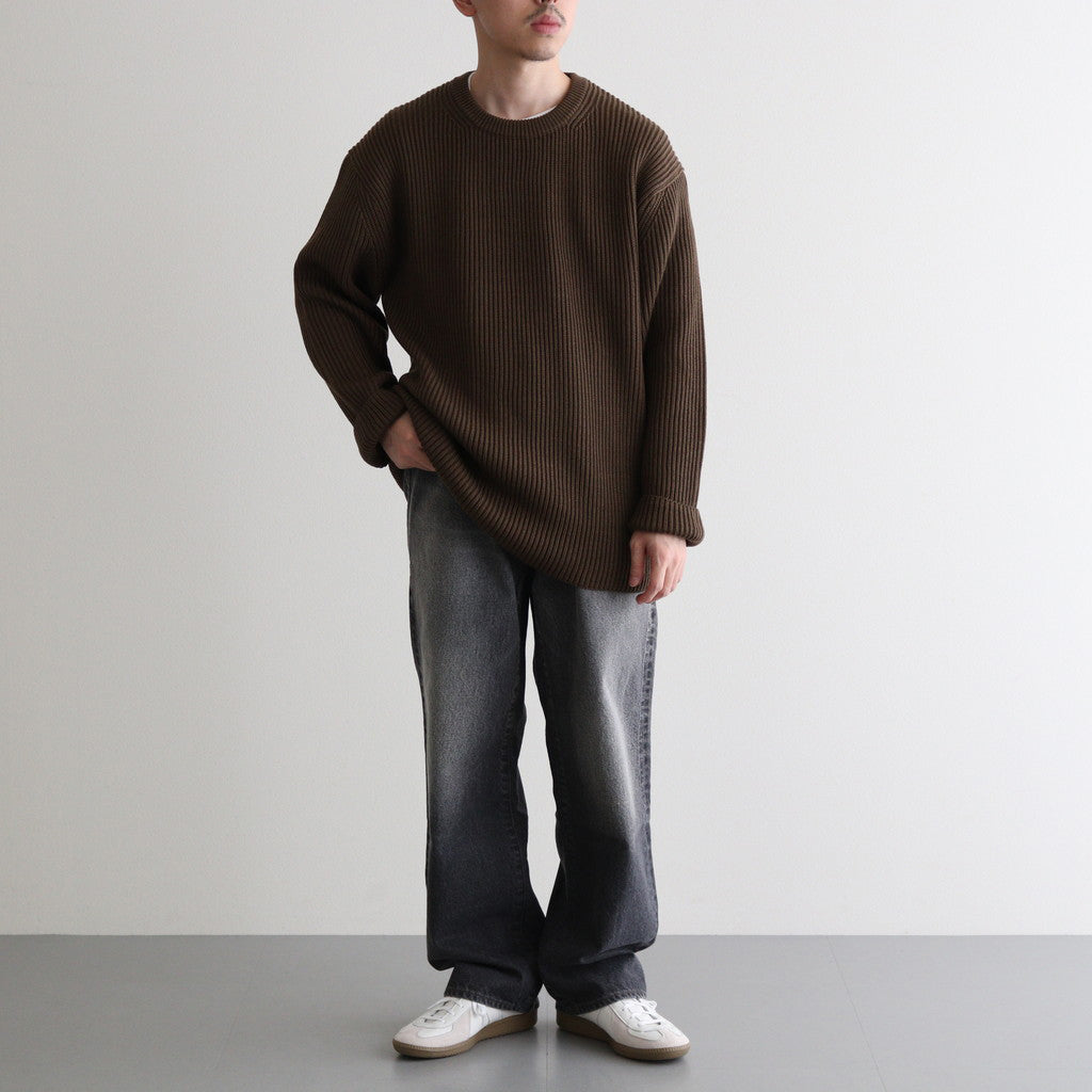 SOLID WOOL RIB CREW NECK #OLIVE [BN-24FM-042]