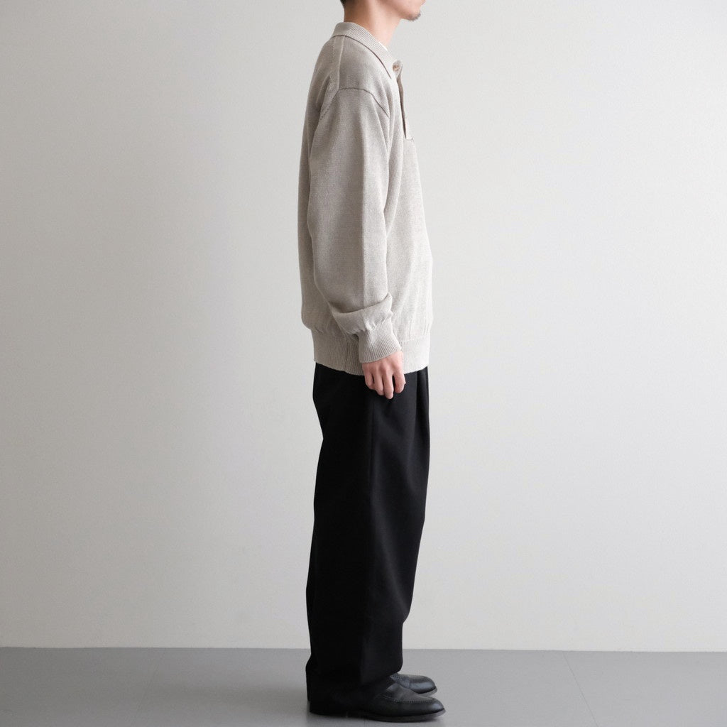 WASHED HIGH COUNT LINEN POLO #NATURAL [BN-26SM-022]