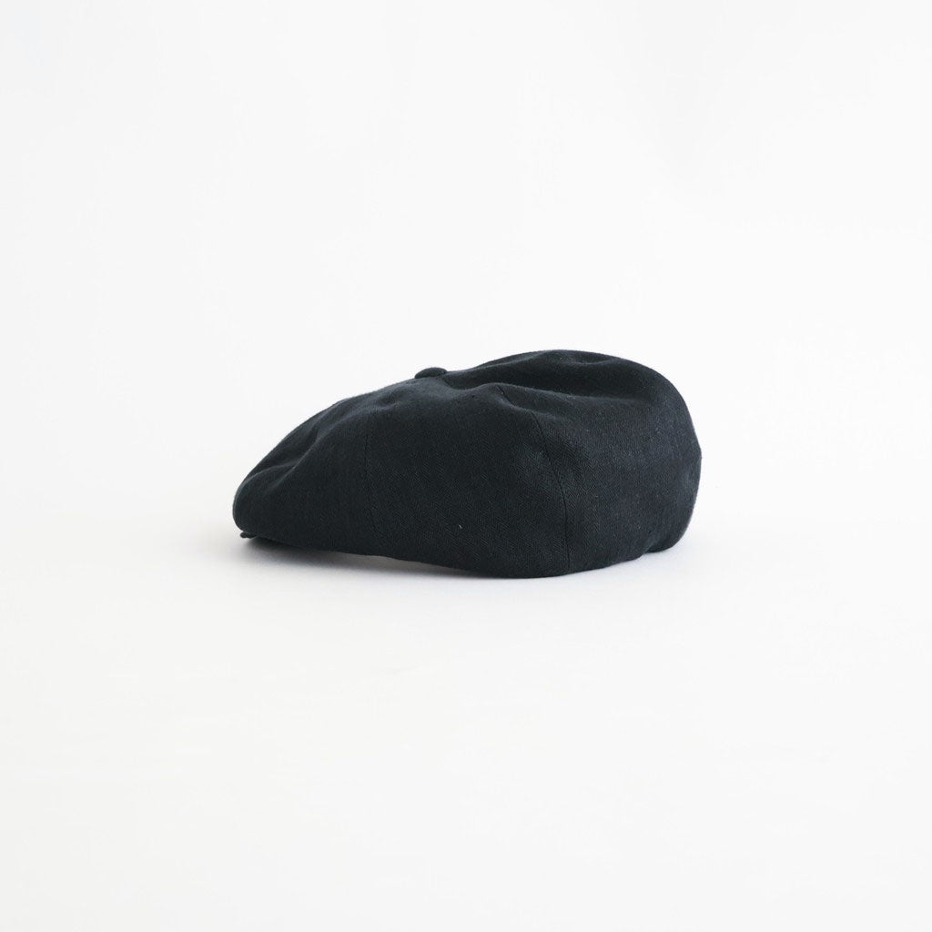 LINEN HERRINGBONE PEAKED CAP #BLACK [261OJ-HT02]