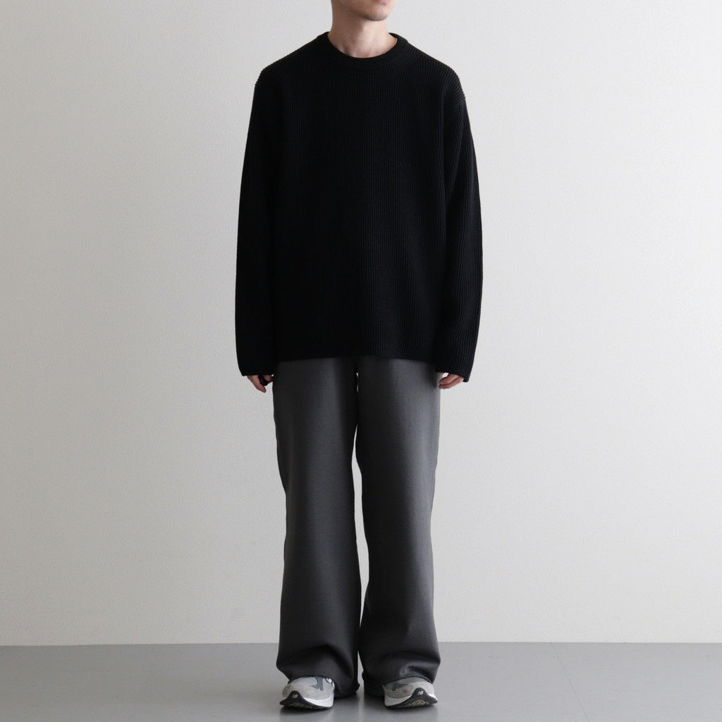 SOLID WOOL RIB CREW NECK #BLACK [BN-25FM-042]