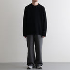 SOLID WOOL RIB CREW NECK #BLACK [BN-25FM-042]