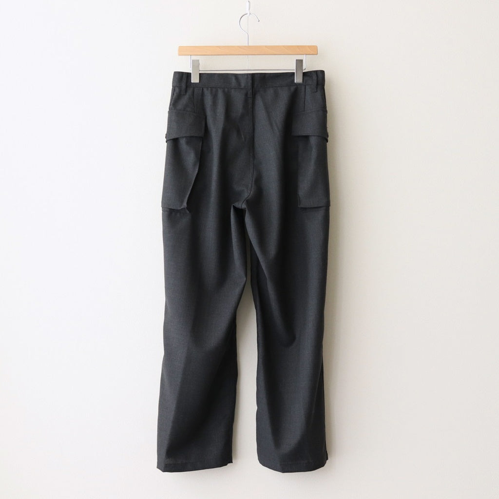 HOPSACK WIDE POCKET TROUSERS #CHARCOAL [PMAT-PT06]