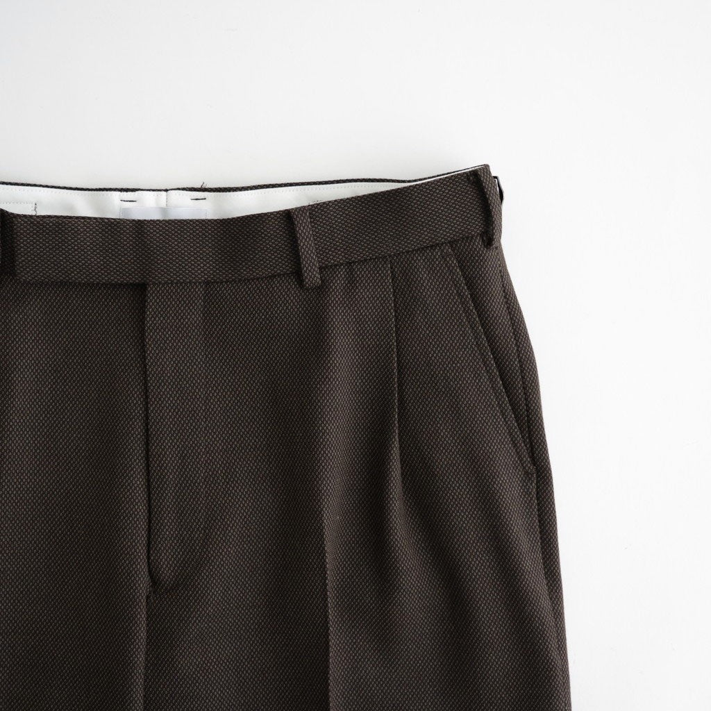 SINGLE PLEAT WIDE TROUSERS #BROWN BIRD’S-EYE [M26C10PT02C]