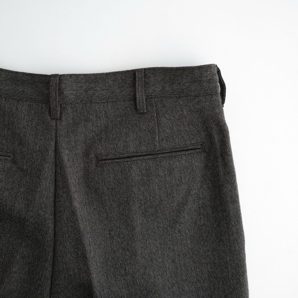 TWEED WOOL ONE TUCK TROUSERS #BROWN [BN-26FM-023]