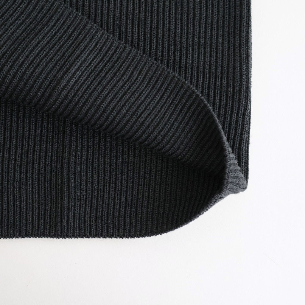 SOLID WOOL RIB CREW NECK #CHARCOAL BLUE [BN-25FM-042]