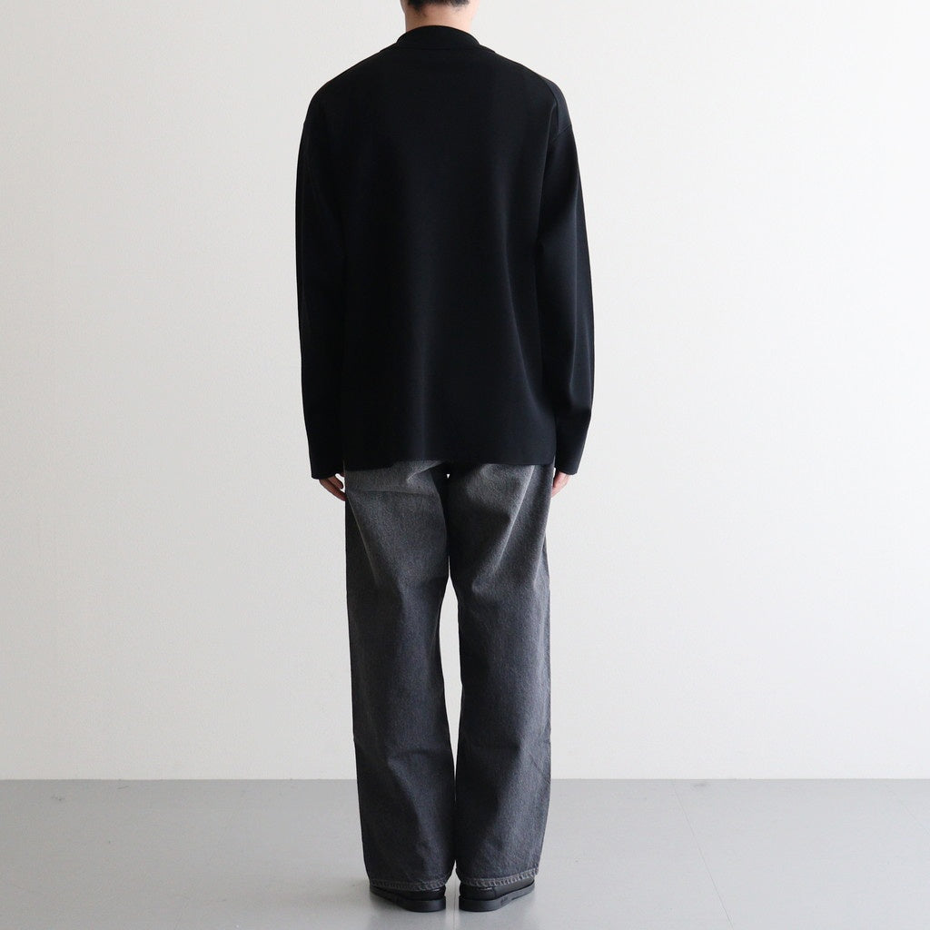 32G SMOOTH WOOL POLO HALF ZIP #BLACK [BN-25FM-021] - Diffusion