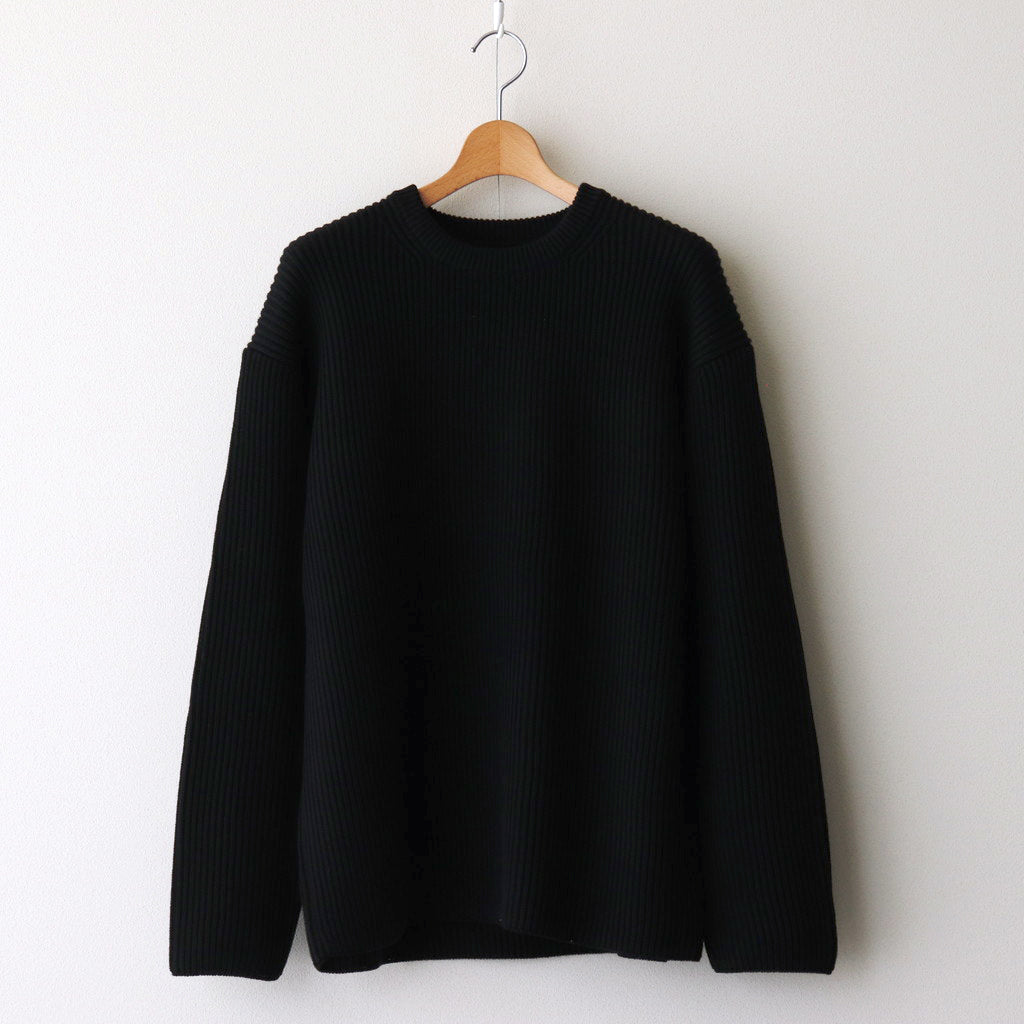 SOLID WOOL RIB CREW NECK #BLACK [BN-24FM-042]