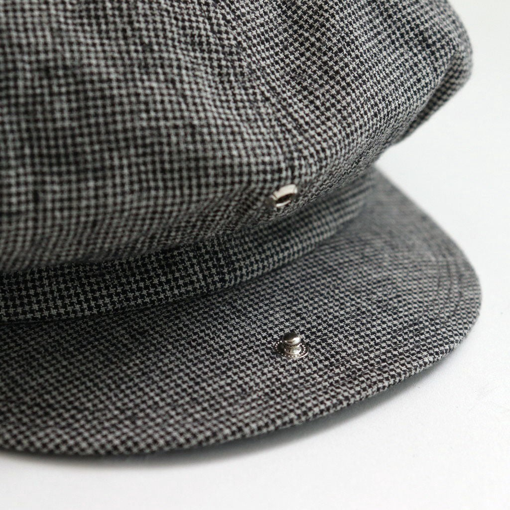 LINEN HOUNDSTOOTH CASQUETTE-OLDBOY #IVORY [Y01002]