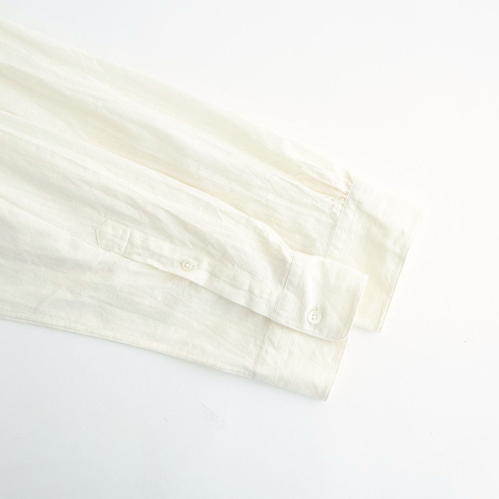 Grandad Collar Dobby Stripe Shirt #Off White [6061-1103]