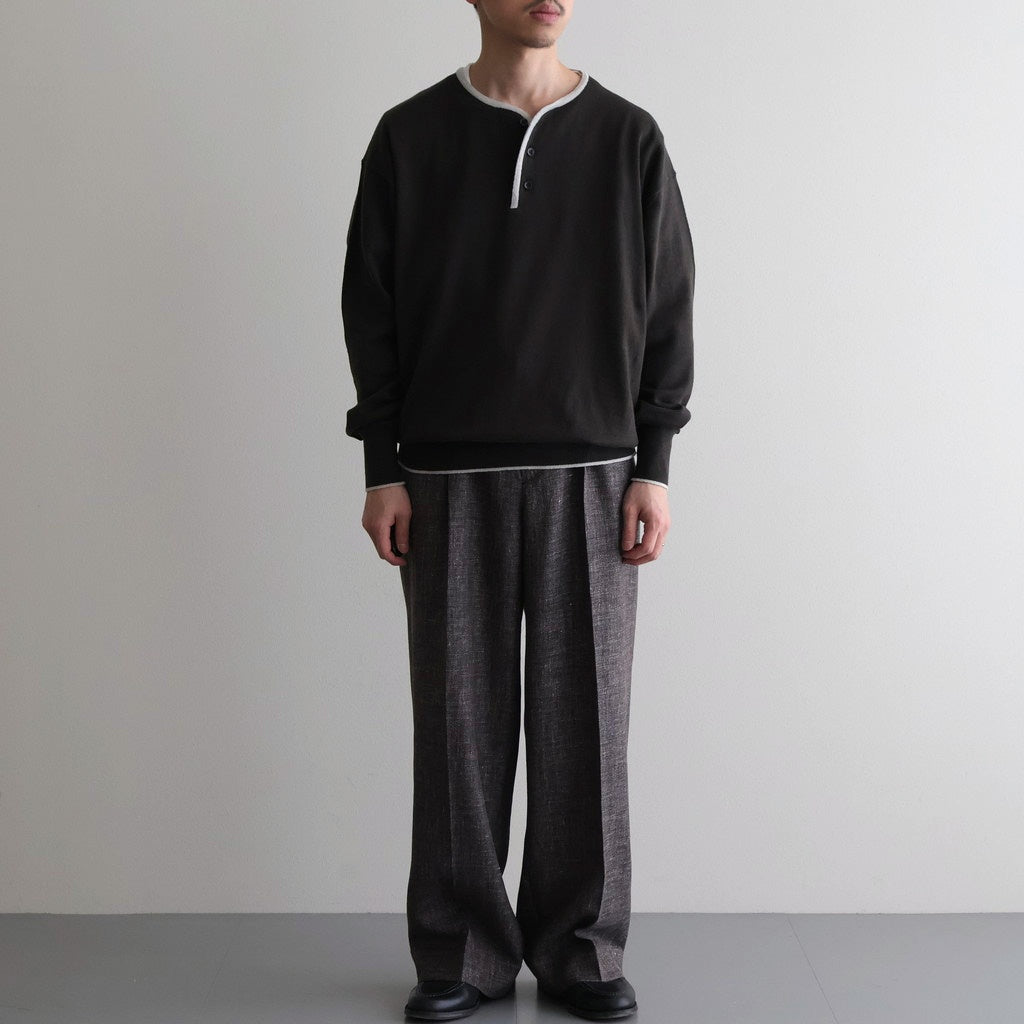WOOL LINEN 1TUCK SLACKS #MIX BLACK [26S-BIS-PT03M]