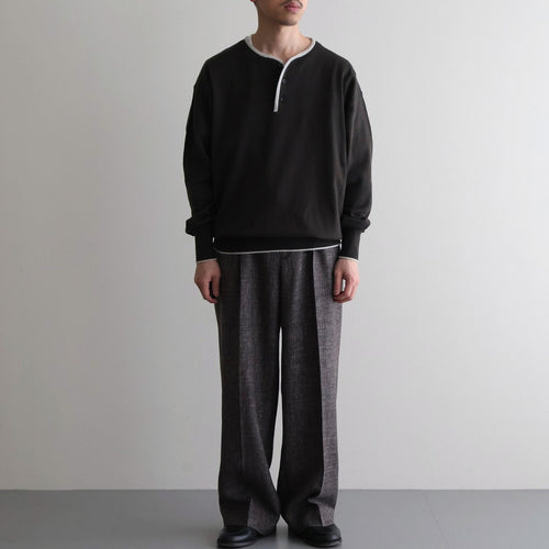 WOOL LINEN 1TUCK SLACKS #MIX BLACK [26S-BIS-PT03M]