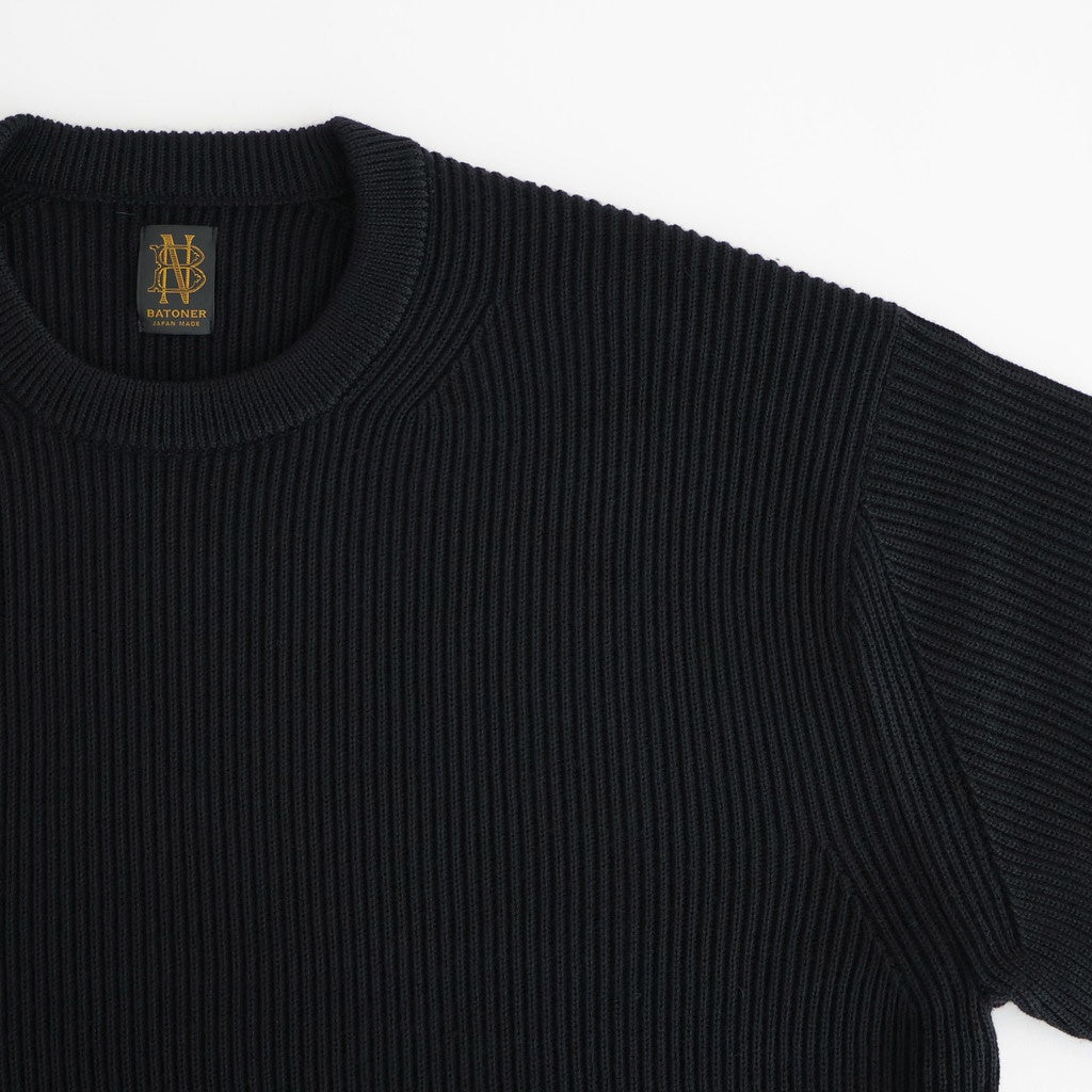 SOLID WOOL RIB CREW NECK #BLACK [BN-25FM-042]