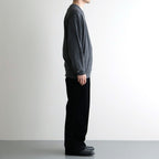 MIXED-WALE CORDUROY NOTUCK SLACKS #BLACK [26W-BIS-PT15]